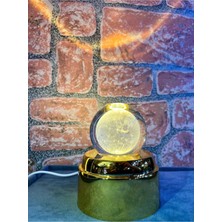 PremiumPort 3 Boyutlu LED Işıklı Kristal Cam Küre, 360° Hareketli, Modern Dekor