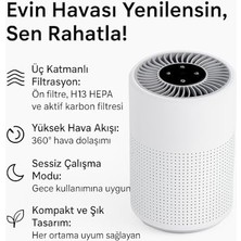 Storemax H13 Hepa Filtreli Sessiz Çalışan Üç Katmanlı Kompakt Hava Temizleyici – Aktif Karbon Filtreli, 360° Hava Dolaşımı, Gece Modu
