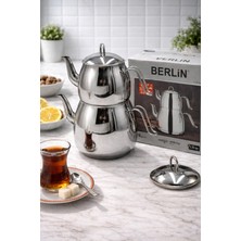 UltraMint Jumbo Paslanmaz Çelik Çaydanlık Takımı, 3.30L Alt, 1.65L Üst, Şık ve Dayanıklı