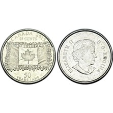 Emir Collection Kanada 2015 Yılı 50'nci Yıldönümü - Kanada Bayrağı 25 Cent Koleksiyon Para