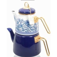 UltraMint Elit Emaye Çaydanlık Takımı, Mavi Çini, Şık ve Kullanışlı Set