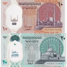 Emir Collection Mısır 10 - 20 Pound Yabancı Polimer Kağıt Para 2'li Çil (Unc) Koleksiyon Para
