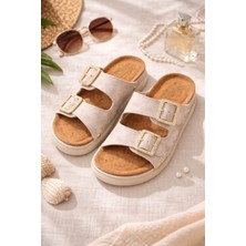 Slipcat Kadın Çift Tokalı Anatomik- Ortopedik Günlük Terlik - Rahat Taban