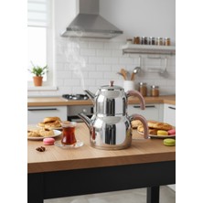 UltraMint Indüksiyon Tabanlı Aile Boy Bakalit Kulplu Çaydanlık Takımı