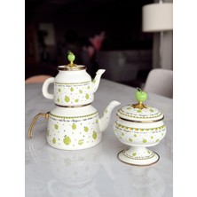 UltraMint Emaye Çaydanlık ve Şekerlik Takımı, Şık ve Dayanıklı Ev Dekorasyonu