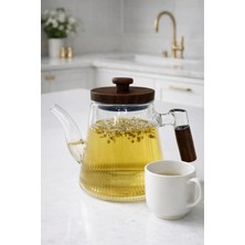 UltraMint Akasya Kapaklı Borosilikat Cam Demlik 1l, Kış ve Bitki Çayı Için Mükemmel