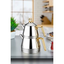 UltraMint Venedik Çaydanlık, 18/10 Paslanmaz Çelik, Büyük Boy, Gold Saplı