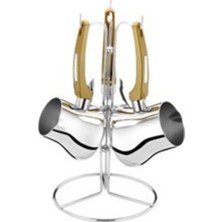 UltraMint Şık 3'lü 18/10 Paslanmaz Çelik Gold Cezve Takımı Seti