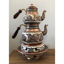 UltraMint Bakır Balkon Sefalı Osmanlı Ocaklı Işlemeli Çaydanlık