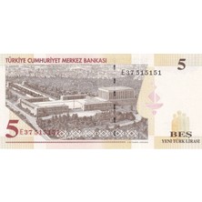 Emir Collection Türkiye 8.emisyon 5 Yeni Türk Lirası E37 515151 Niğde Plaka Yerli Kağıt Para Çil Koleksiyon Para