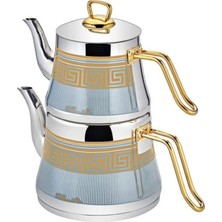 UltraMint Turkuaz Dekorlu Çaydanlık, Şık ve Dayanıklı, Küçük Boy