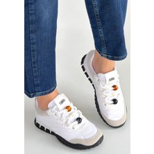 Evyora Tues Beyaz Nubuk Bağcıklı Spor Ayakkabı