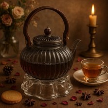 UltraMint Akasya Saplı Füme Demlik, Borosilikat Cam, 1000 Ml, Isıtıcıyla Şık Kullanım