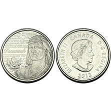 Emir Collection Kanada 2012 Yılı 1812 Savaşı - Shawnee Şefi Tecumseh 25 Cent Koleksiyon Para