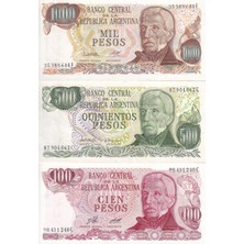 Emir Collection Arjantin 1000-500-100 Pesos Yabancı Kağıt Para Seti 3'lü Çil (Unc) Koleksiyon Para