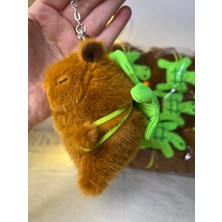 Capybara Peluş Anahtarlık Kaplumbağalı Sevimli Mini Oyuncak - Kapibara Çanta Aksesuarı