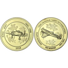 Emir Collection Türkiye 2024 Yılı Türk Havacılık Tarihi Teyyarelerimiz 500 Mangır Altın Kaplama Madalyon