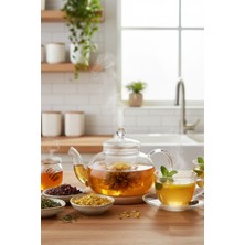 UltraMint Şeffaf Cam Süzgeçli Demlik 400ML, Sağlıklı ve Şık Çay Demleme Aracı