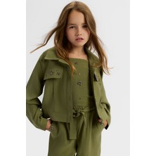 NK Tekstil Cashmere Kız Gömlek Takım - Yeşil Haki