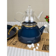 UltraMint Şık Emaye Cam Demlikli Çaydanlık Seti, Zarif ve Kullanışlı Tasarım