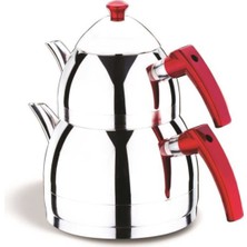 UltraMint Paslanmaz Çaydanlık, Boyalı Bakalit Kulp, Elma Şekeri Tasarımı