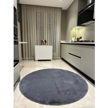 Doğuş Peluş Halı Ultra Soft Gri Yumuşak Dokulu Peluş Halı Yuvarlak