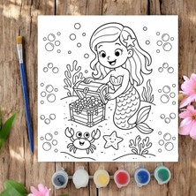 Chve Design 20X20 Tuval Boyama Seti Etkinlik Okyanus Deniz Kızı Etkinlik Boyama Seti