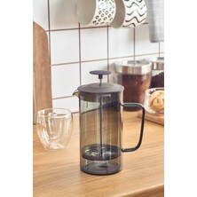 UltraMint Şık Grey Valentina Borosilikat Cam French Press 1000 ml