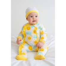 Coşay Bebe Güneş Desenli Kız Erkek Bebek Tulum – Organik Pamuklu , Çıtçıtlı, Patikli – Günlük & Uyku Tulum