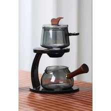 UltraMint Şık Borosilikat Cam Demlik Seti, Döndürme Akıt Sistemi ile Keyifli Çay Keyfi