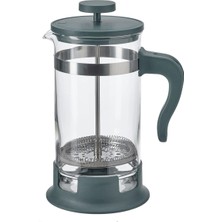 UltraMint Isıya Dayanıklı French Press Cam Demlik 1l Paslanmaz Çelik Koyu Gri-Turkuaz