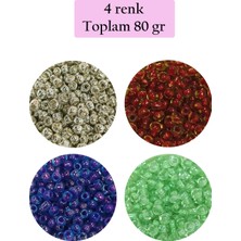 Royaleks Dökme Cam Kum Boncuk (8/0) 3 mm - 4 Renk - Toplam 80 Gram - BNC417