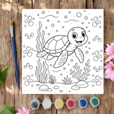 Chve Design 20X20 Tuval Boyama Seti Etkinlik Okyanus Şirin Kaplumbağa Etkinlik Boyama Seti