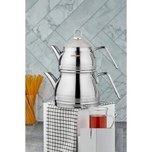 UltraMint Yeşil 4 Parça Çaydanlık Takımı, Aile Boy Gümüş Paslanmaz Çelik