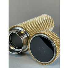 UltraMint Gold Çerçeveli Taşlı Şık Termos, Sıcak ve Soğuk Için Ideal