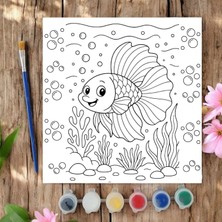 Chve Design 20X20 Tuval Boyama Seti Etkinlik Okyanus Şirin Balık Etkinlik Boyama Seti