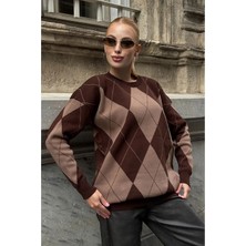 Baklava Desen Oversize Triko Tunik