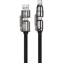 Zuidid 4in1 Pd 240 Watt Type-C/30 Watt iPhone Metal Uçlu 1 Metre Macbook Tablet Telefon Şarj Data Kablosu