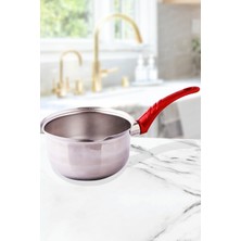 UltraMint Kırmızı Saplı Paslanmaz Çelik Sütlük, 17 Cm, Şık ve Dayanıklı Tasarım