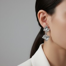 Lente Aksesuar Dalga Formlu Ezme Dokulu Sallantılı Küpe