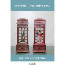 PremiumPort Yılbaşı Temalı Işıklı Müzikli Telefon Kulübesi Kar Küresi