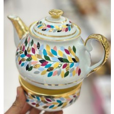 UltraMint Şık Porselen Demlik ve Isıtıcı Seti, Çay Keyfini Artıran Tasarım