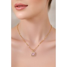 BB Bi Butik Shop Rose Aura Işıltılı Kalp Taş Kolye