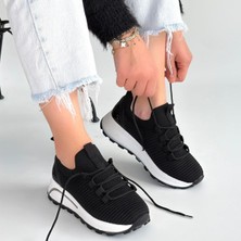 SEPET365 Feort Siyah Triko Bağcıklı Spor Ayakkabı