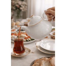 UltraMint Yaldızlı Porselen Demlik 650 ml – Şık ve Zarif Çay Takımı Parçası