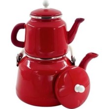 UltraMint Kırmızı Emaye Demlik Takımı, Şık ve Dayanıklı, Evinize Renk Katın