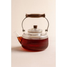 UltraMint Işlevsel 1000 ml Cam Demlik, Akasya Saplı ve Süzgeçli Çay Demliği