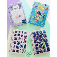 ÖZ OFİS Hello Stitch Temalı 8 Sayfa Şeffaf & Opak Sticker 18 Baskılı Not Defteri Anahtarlık Hediyeli