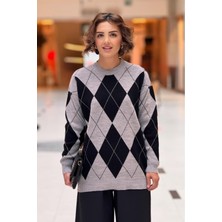 Baklava Desen Oversize Triko Tunik