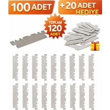 Eser Ticarett 100 Adet Paslanmaz Çelik Tek Taraflı Düz Jilet + 20 Adet Hediye